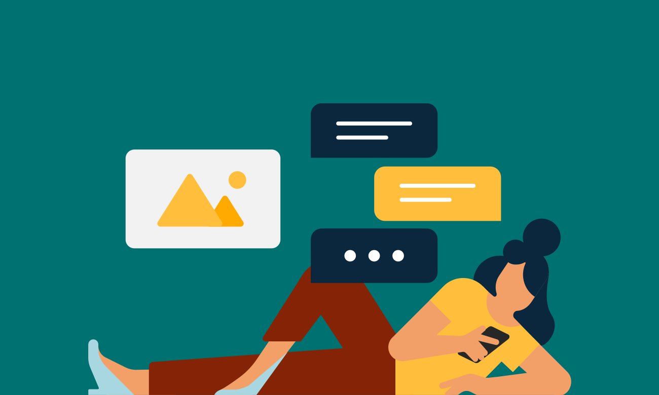 illustration girl on phone laying down