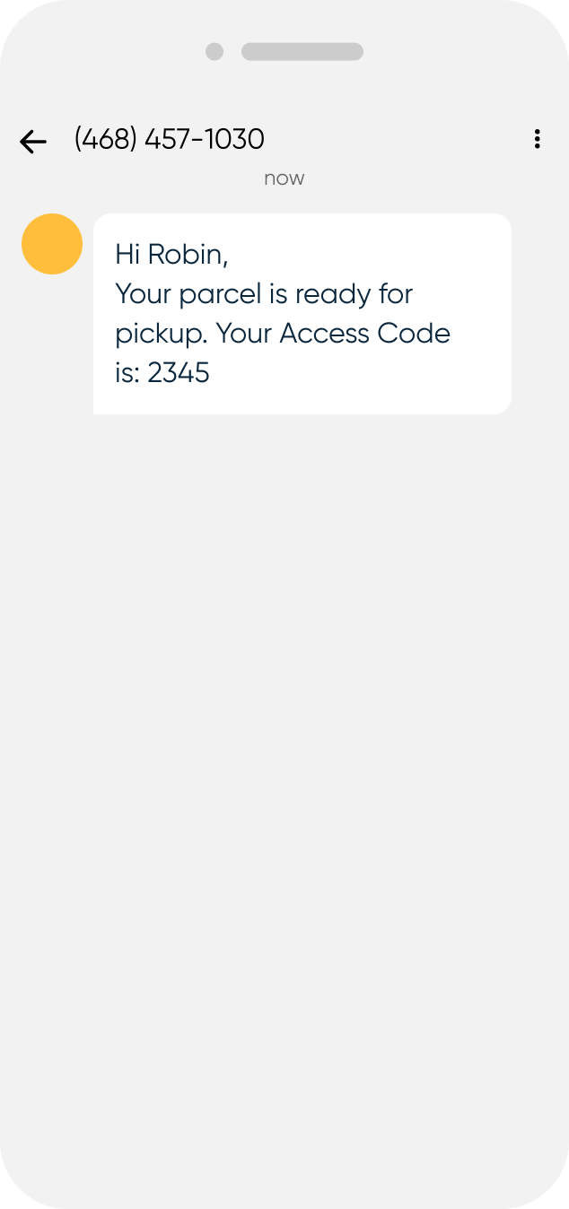SMS with order code and confirmation