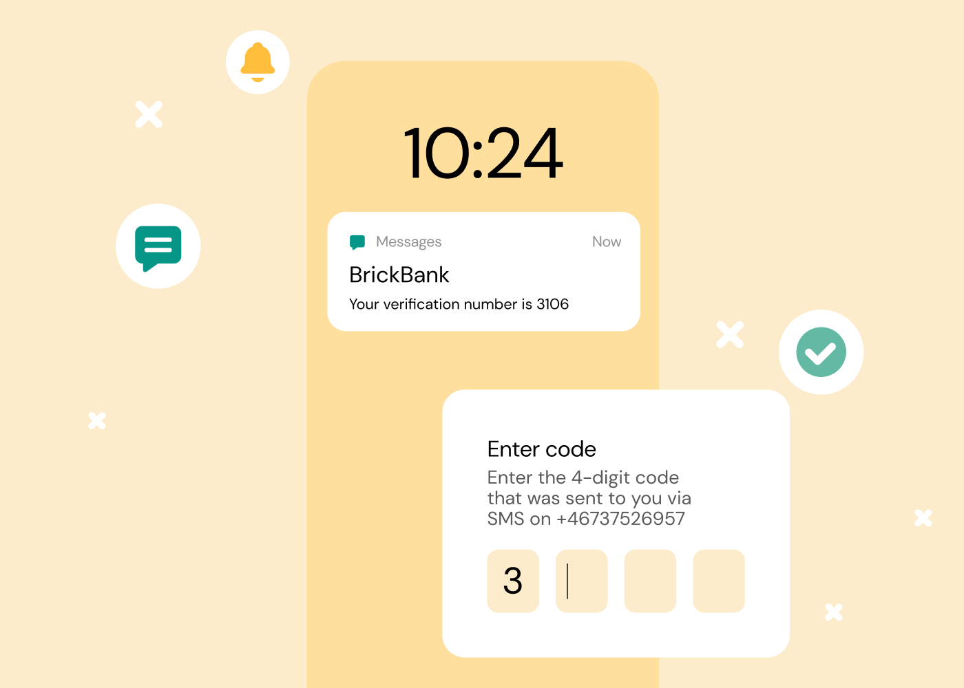 Simple how SMS verification works diagram/image